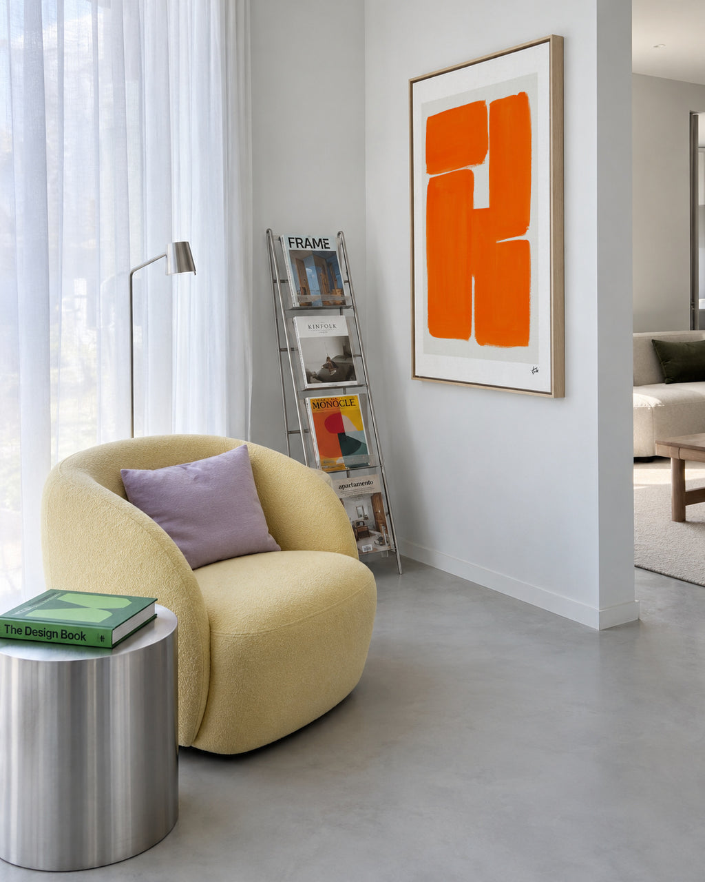 Orange Blocks - Framed canvas in an interior