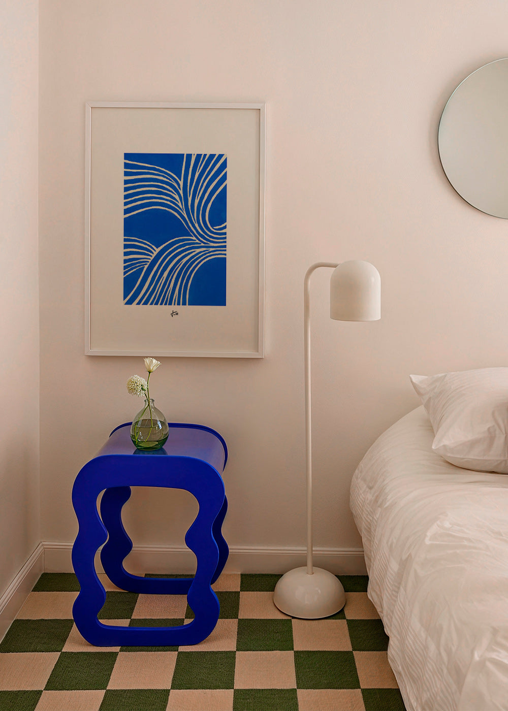 Cuadro abstracto azul con líneas ondulantes – Product2