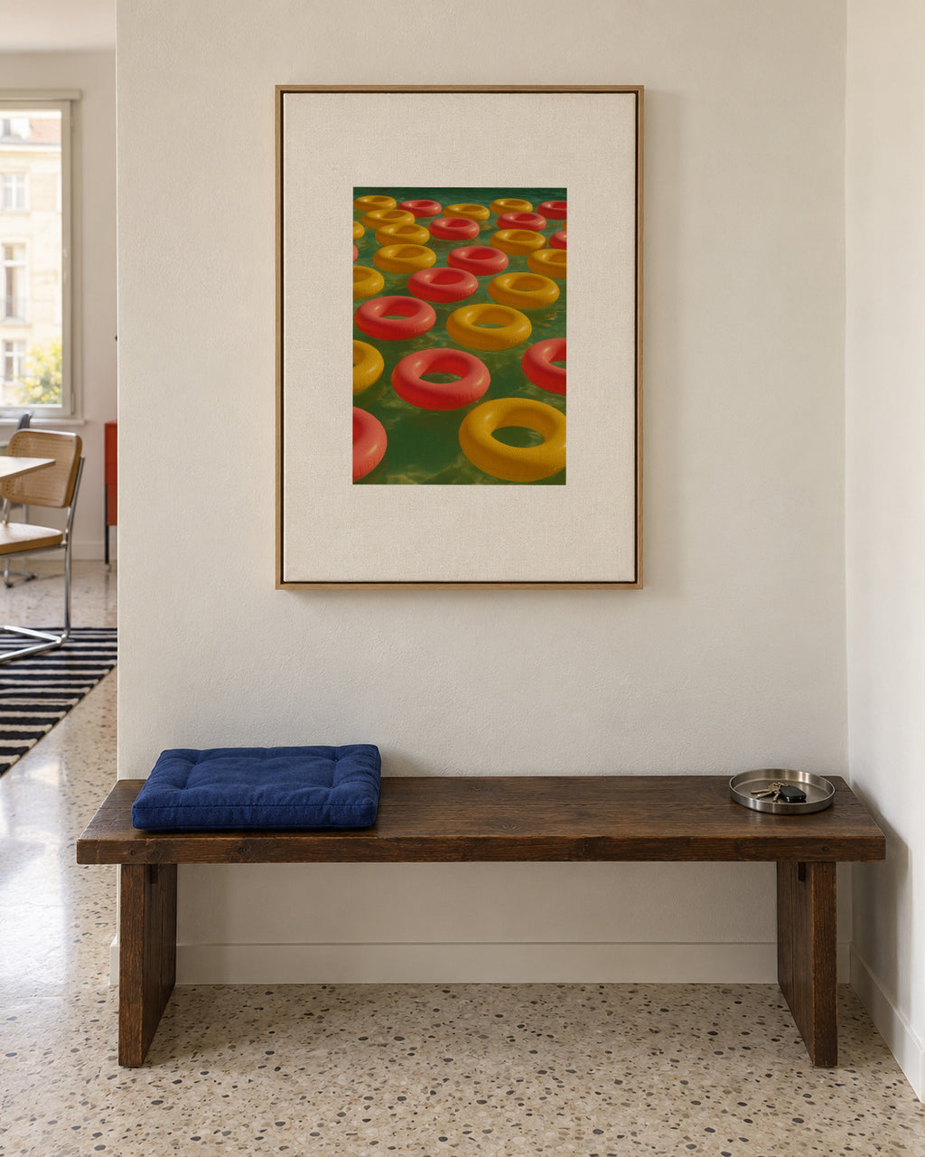 Floating Rings - Framed canvas in an interior