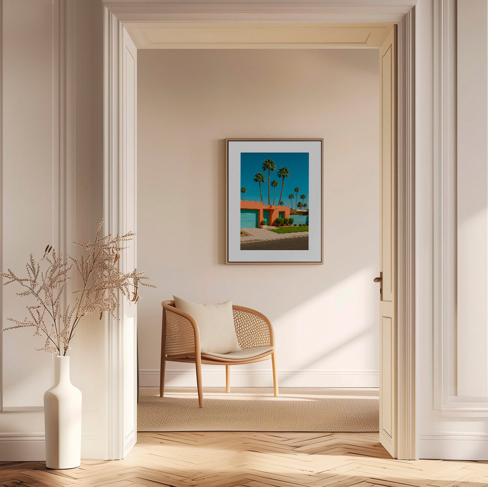 Lámina botánica Palm House con palmeras y fachada coral – Canvas1