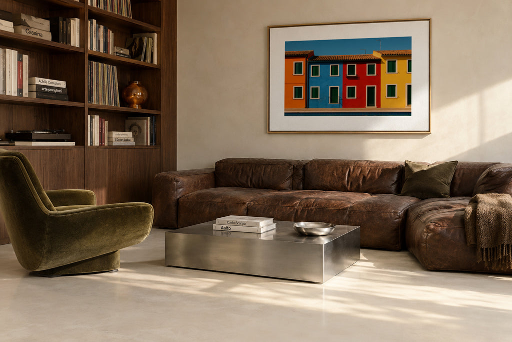 Burano Colors - Framed canvas in an interior