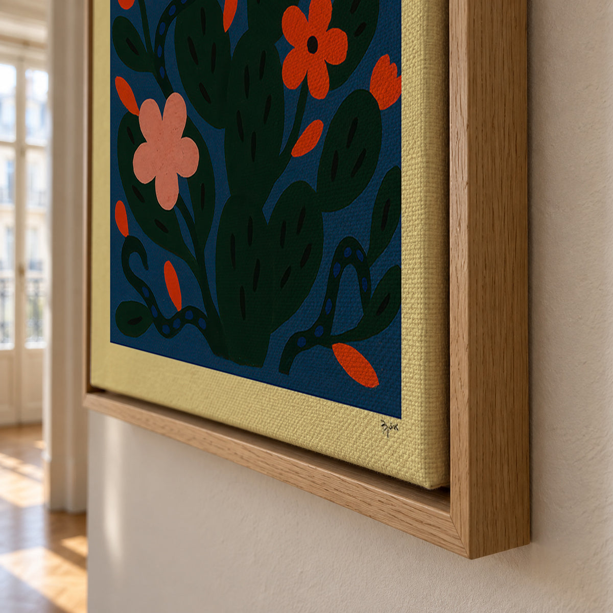 Midnight Flowers - Framed canvas detail