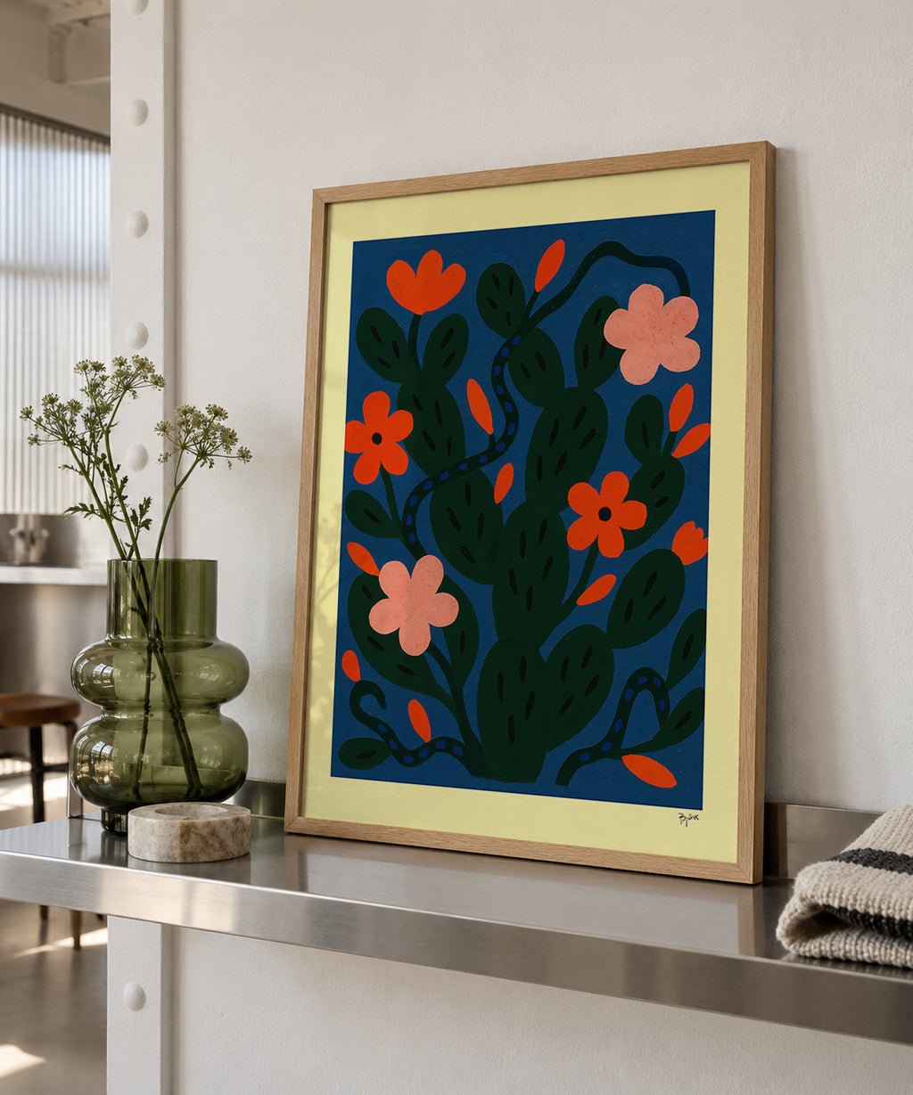 Midnight Flowers - Framed poster in an interior