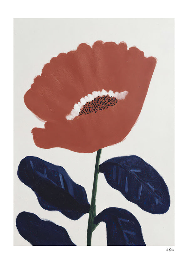 Lámina botánica coral sobre fondo neutro