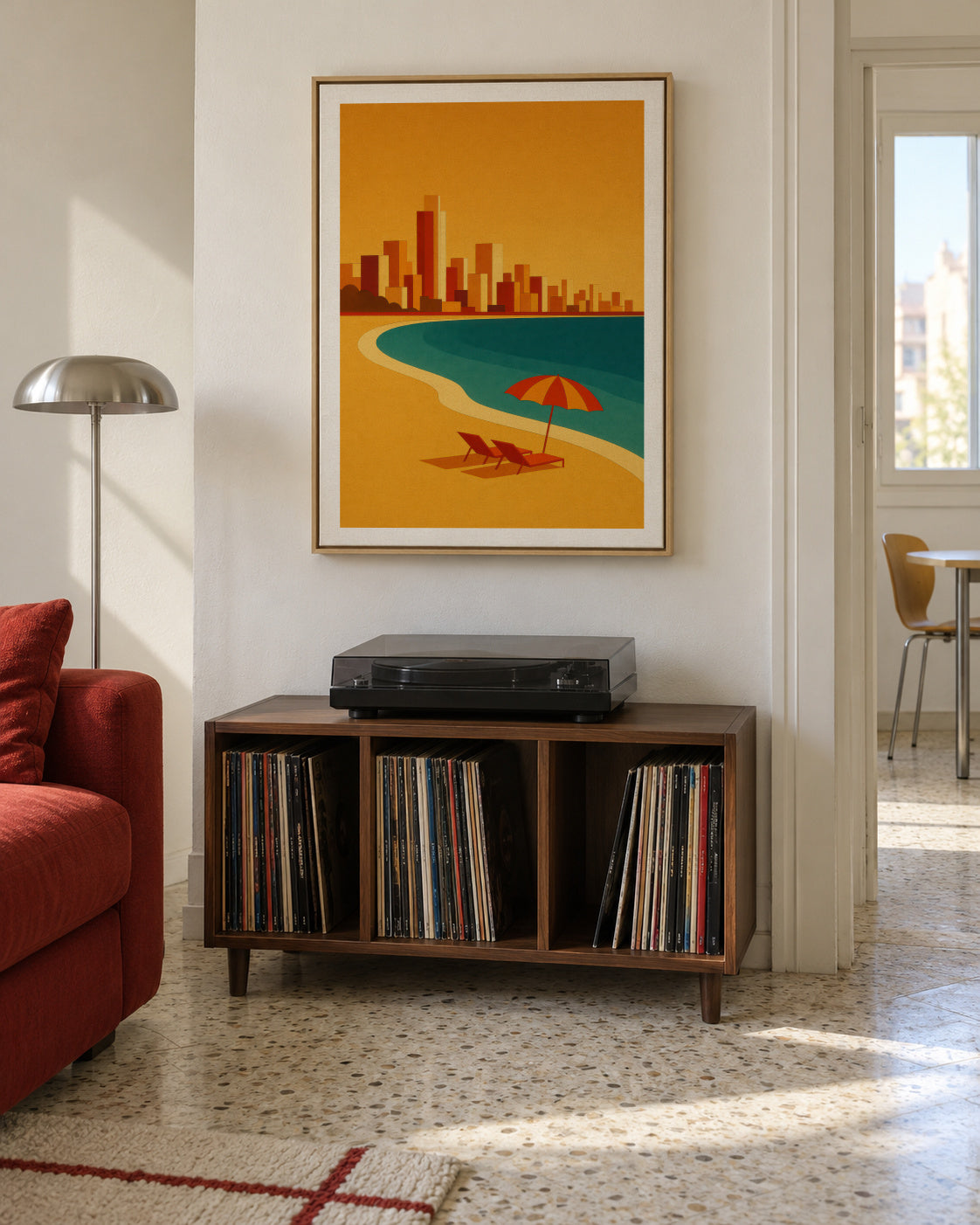 Golden Shore - Framed canvas in an interior