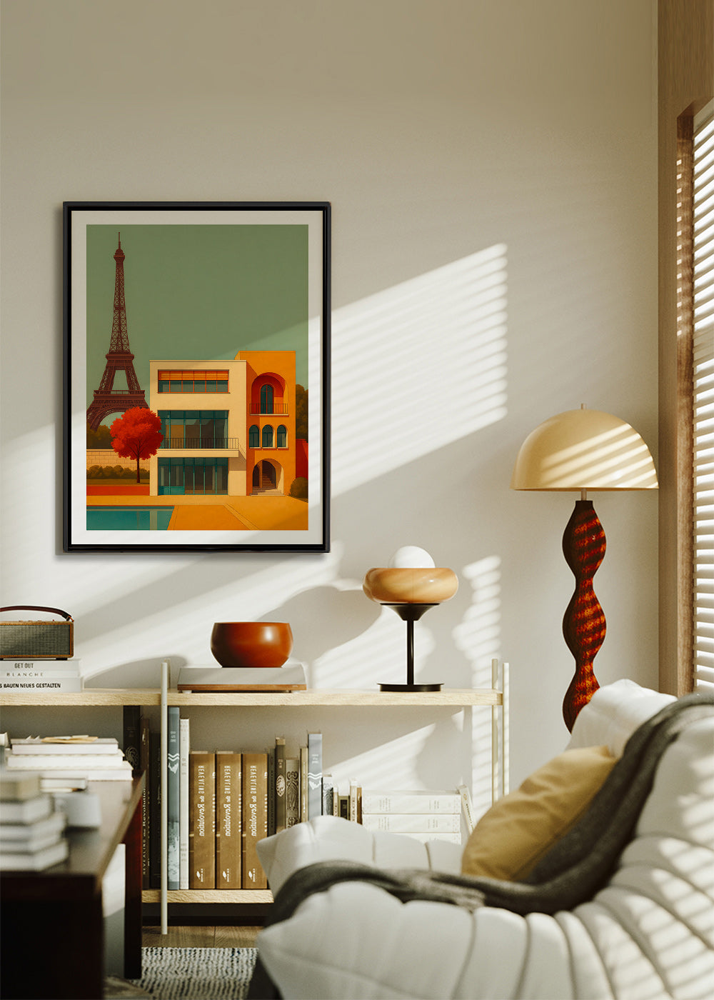 Cuadro de ciudades con casa moderna y Torre Eiffel – Canvas1