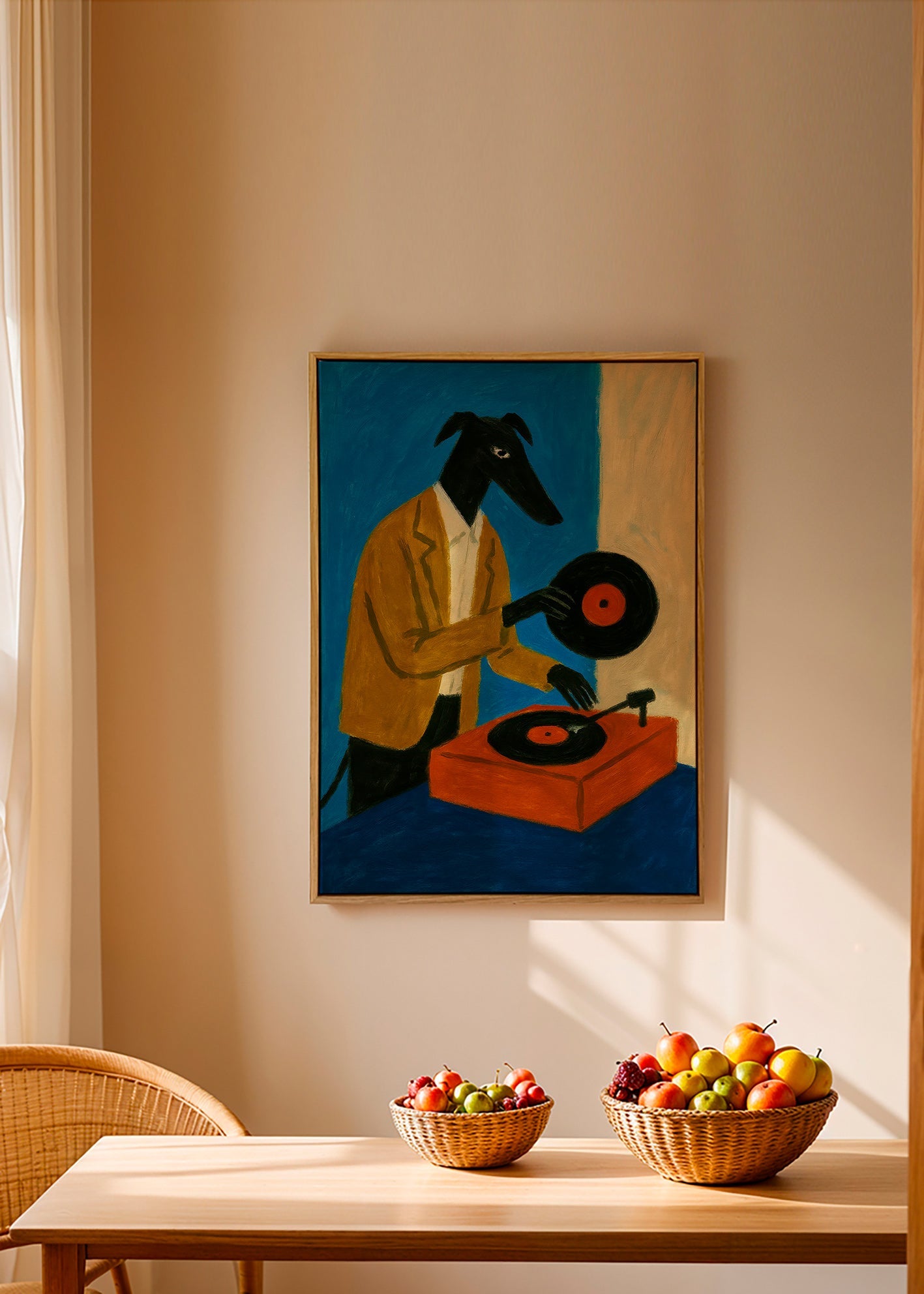 DJ dog illustration with vinyl | Wall art, framed prints and