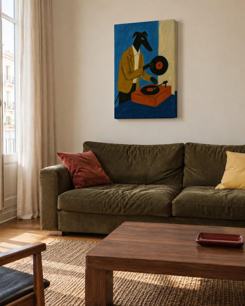 Midnight Vinyl - Unframed canvas in an interior