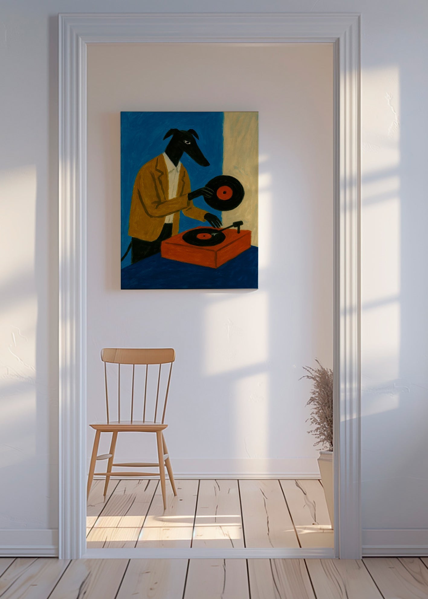 Ilustración de DJ perro con vinilo – Canvas