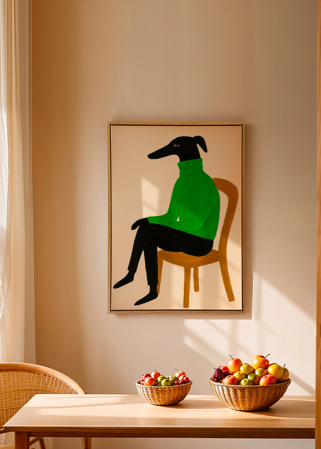 Ilustración perro con jersey verde – Canvas1