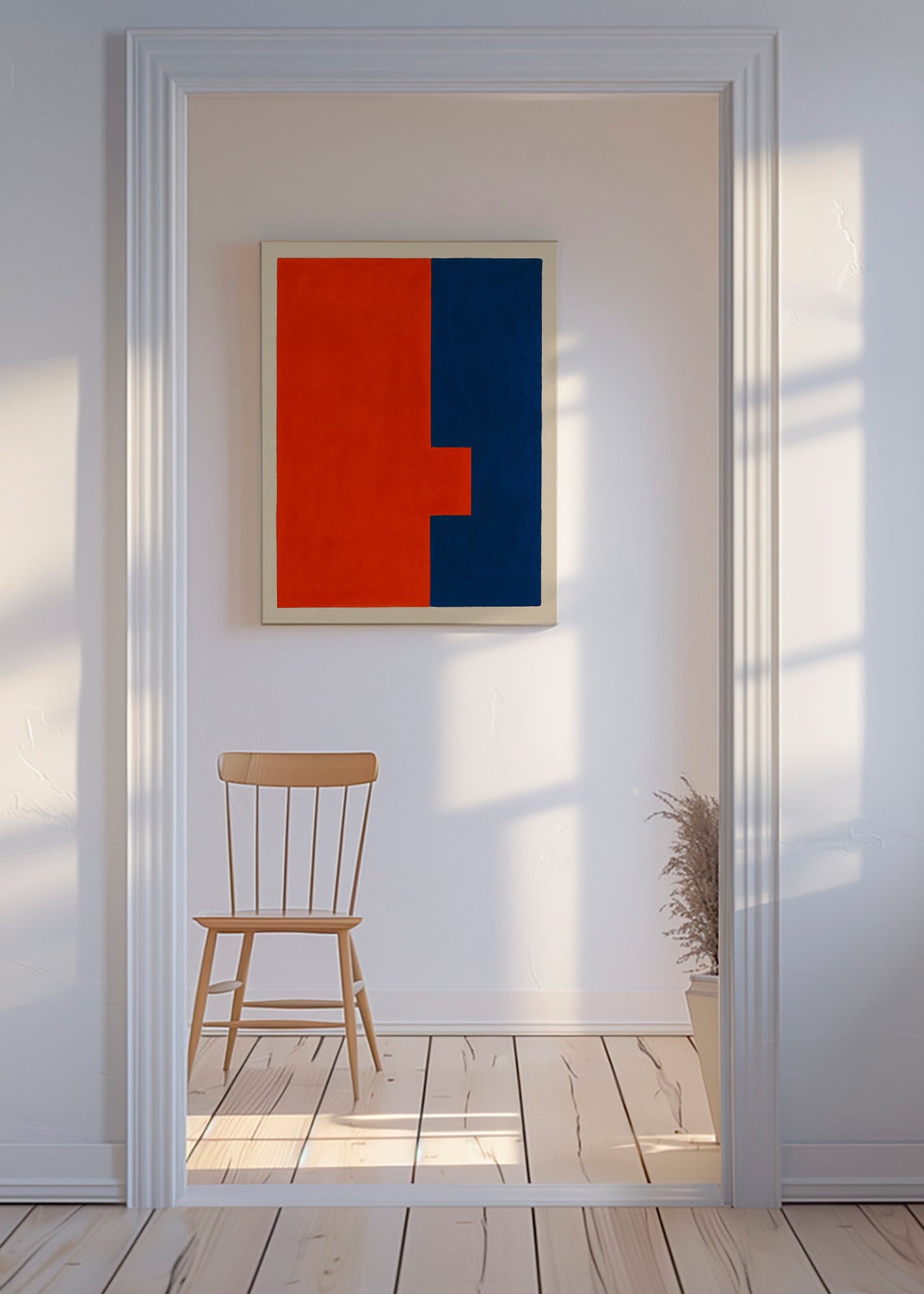 Cuadro abstracto vertical rojo y azul – Canvas