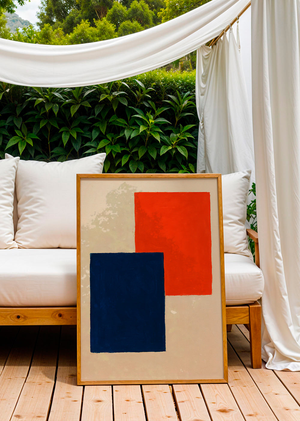 Cuadro abstracto: rectángulos superpuestos en rojo y azul – Product3