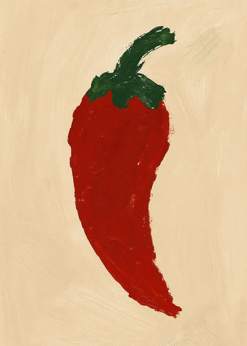 Cuadro de cocina chile rojo pintado