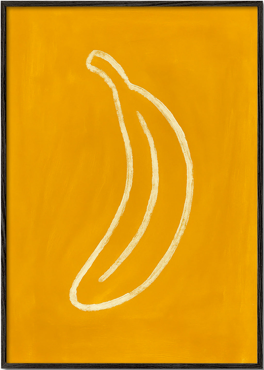 Cuadro de cocina con plátano amarillo minimalista – Black Frame