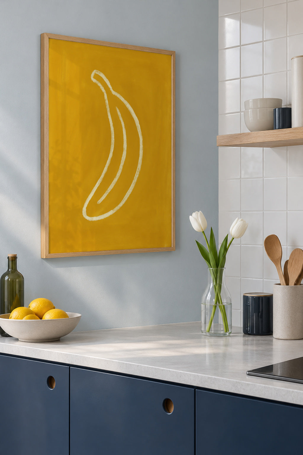 Yellow Outline - Framed poster in an interior