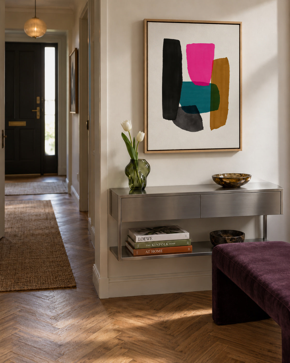 Magenta Accent - Framed canvas in an interior