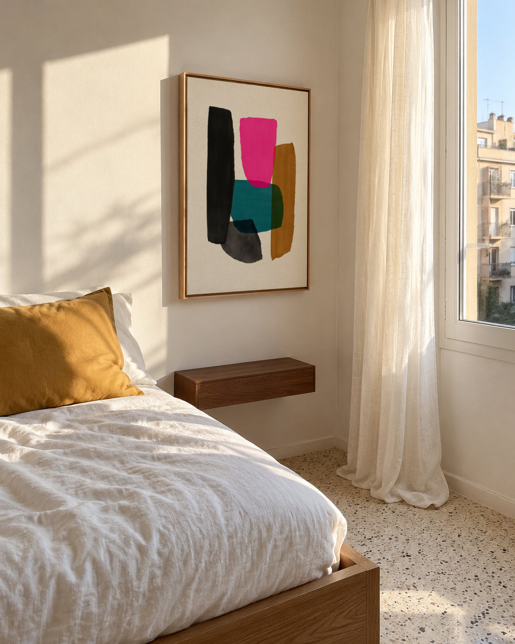 Magenta Accent - Framed canvas in an interior