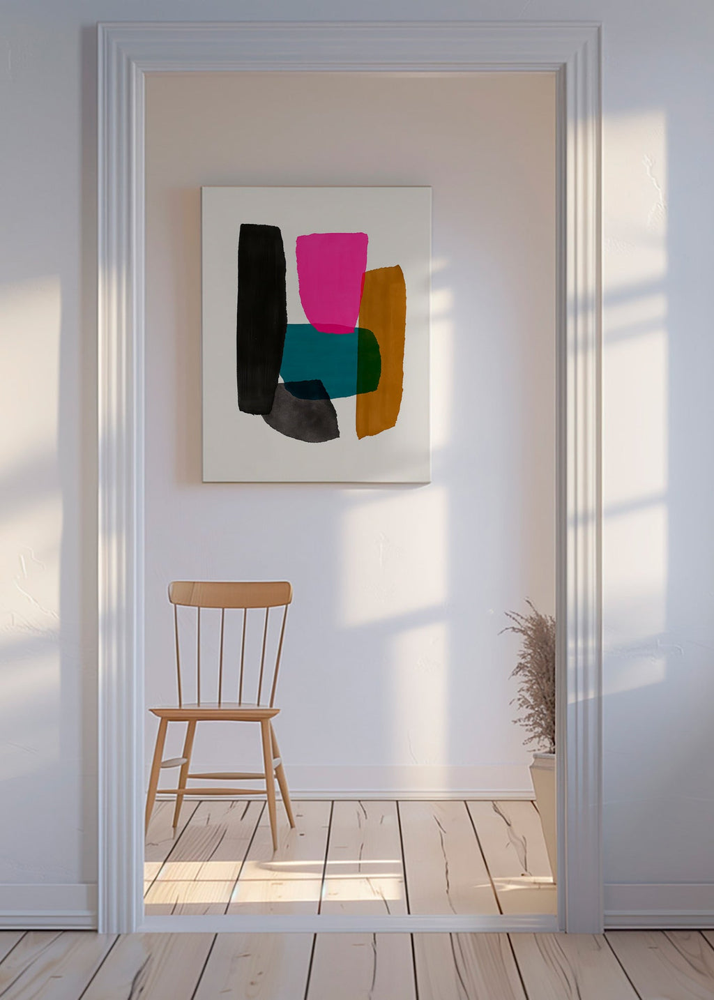 Cuadro abstracto magenta con gestos orgánicos – Canvas