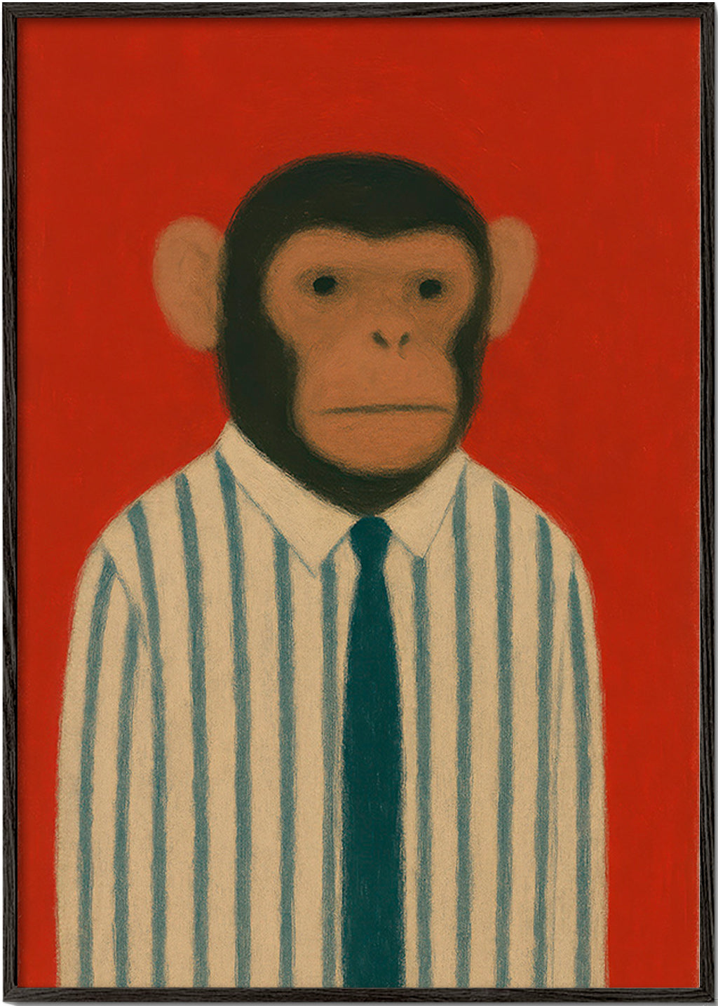 Cuadro mono con corbata rayada – Black Frame