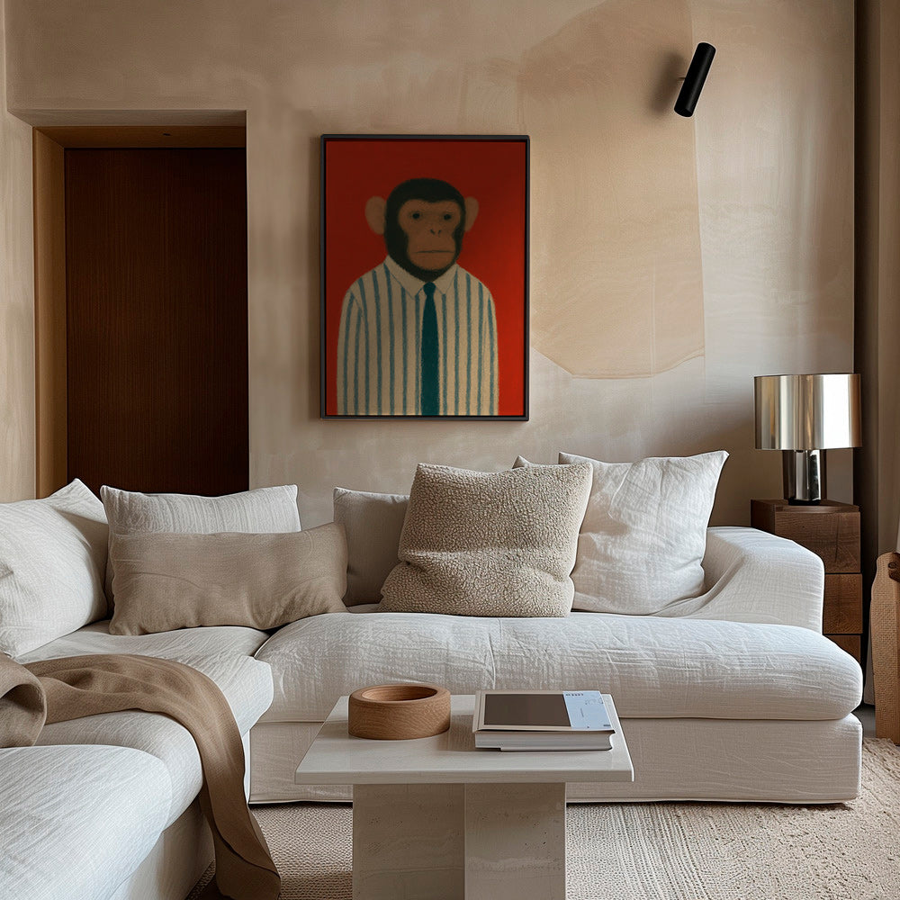 Cuadro mono con corbata rayada – Canvas2