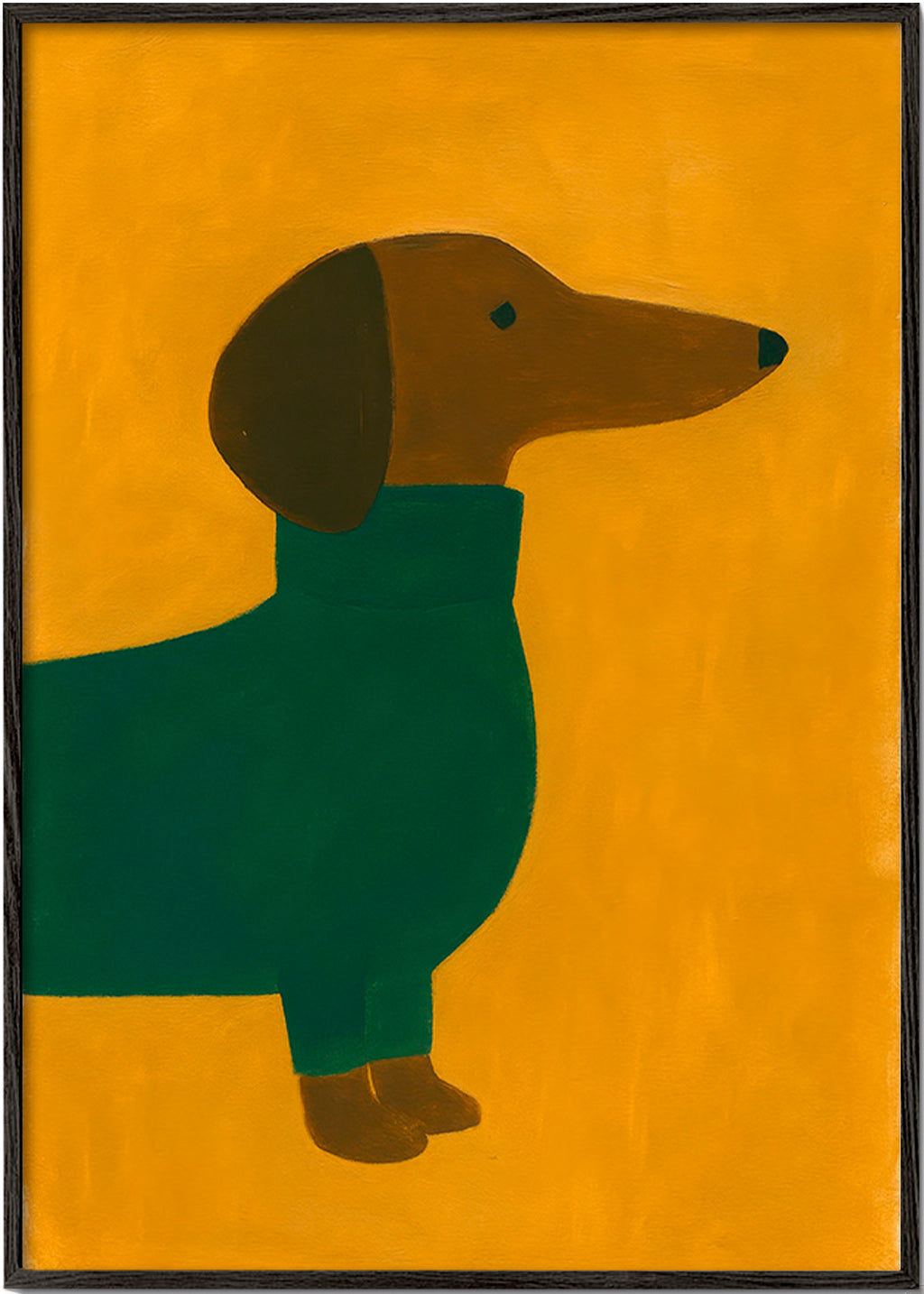 Cuadro perro salchicha en mostaza – Black Frame