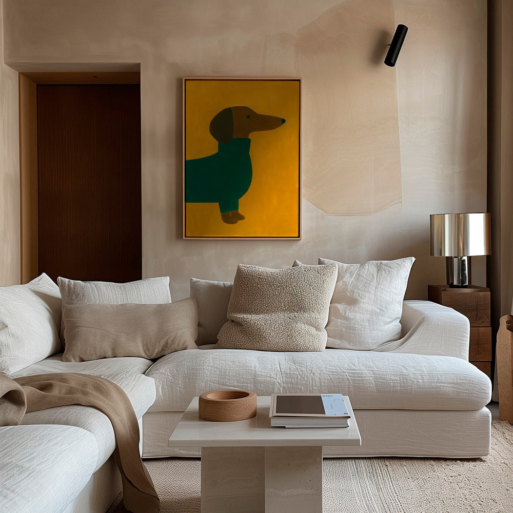 Cuadro perro salchicha en mostaza – Canvas1