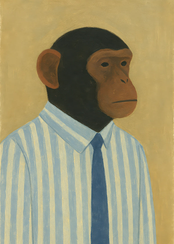 Cuadro simio en camisa a rayas