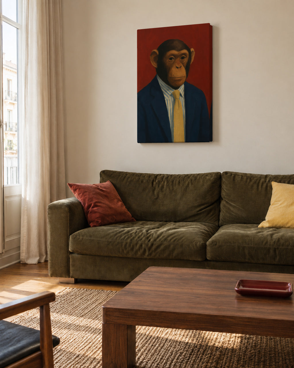 CEO Chimpanzee - Unframed canvas in an interior