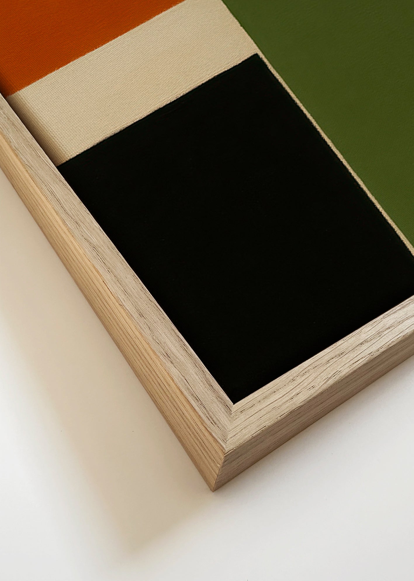 Cuadro geométrico en bloques de color vertical – Canvas detail