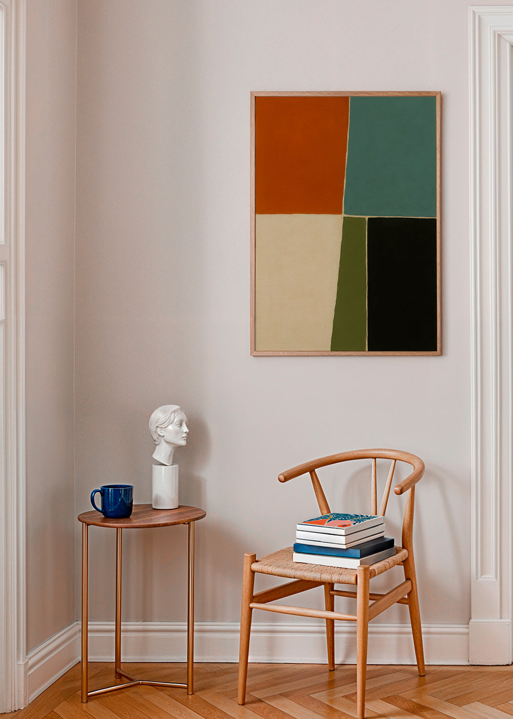 Cuadro geométrico con bloques terrosos y marinos – Product1