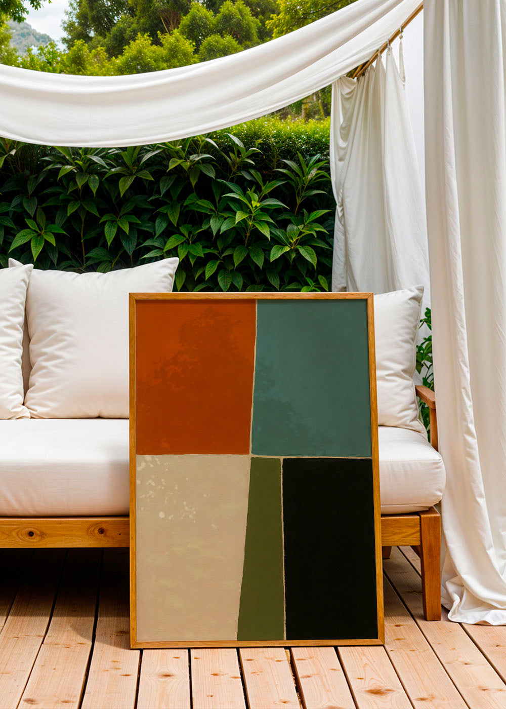 Cuadro geométrico con bloques terrosos y marinos – Product3