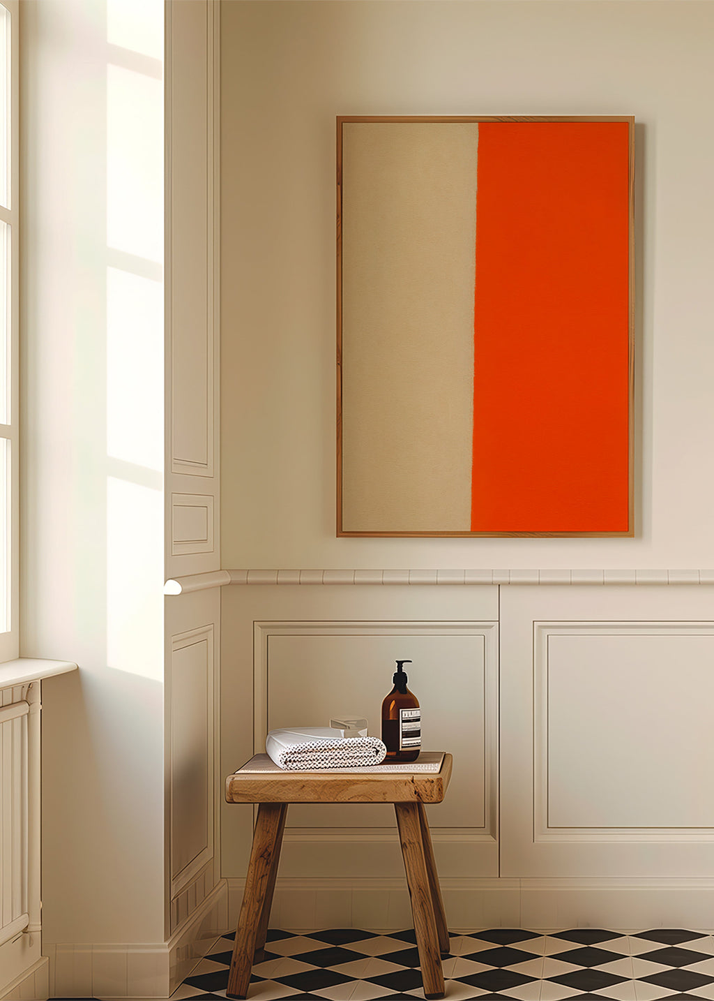 Cuadro minimalista con banda naranja vertical – Product3