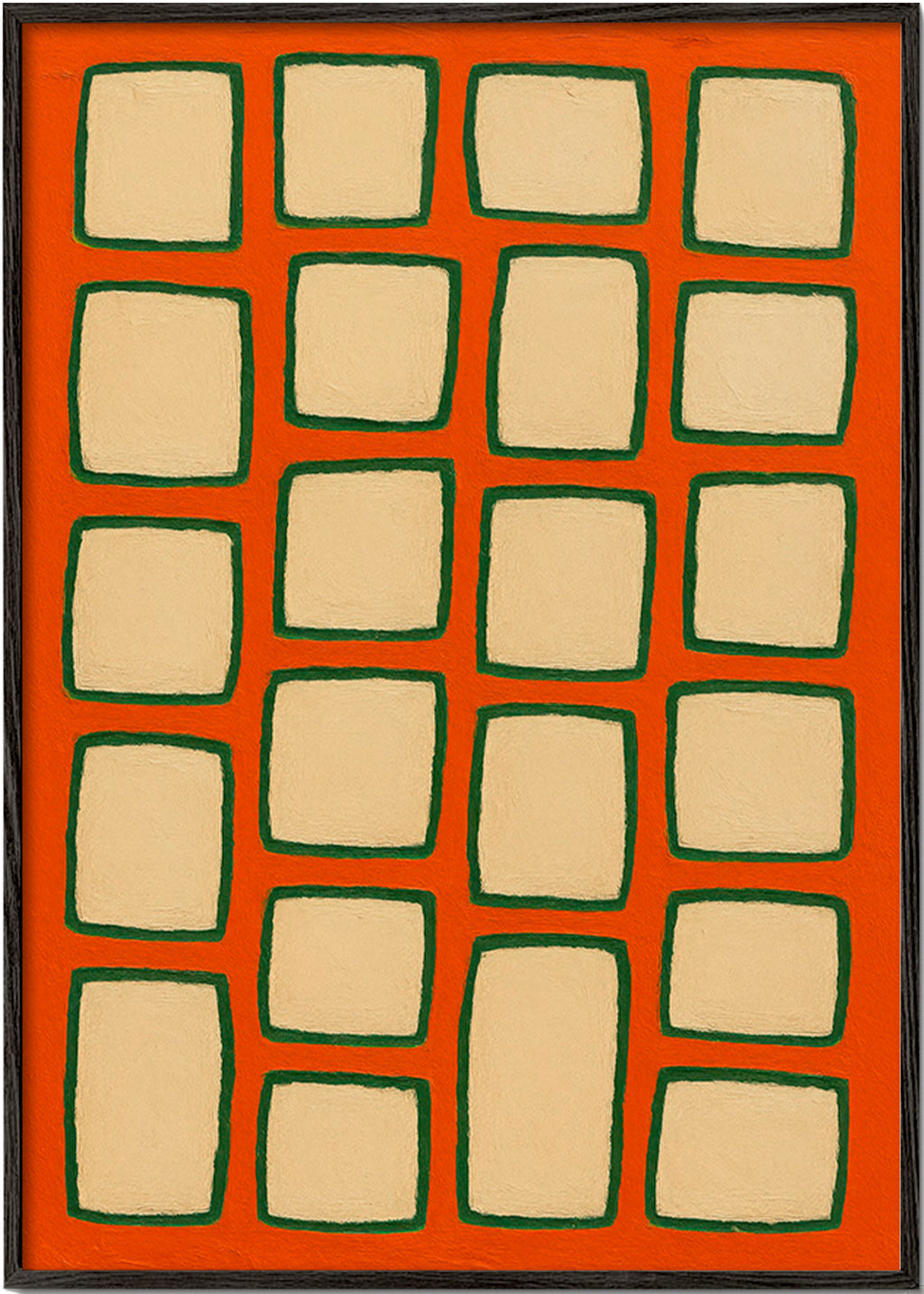 Cuadro geométrico en cuadrícula terracota – Black Frame