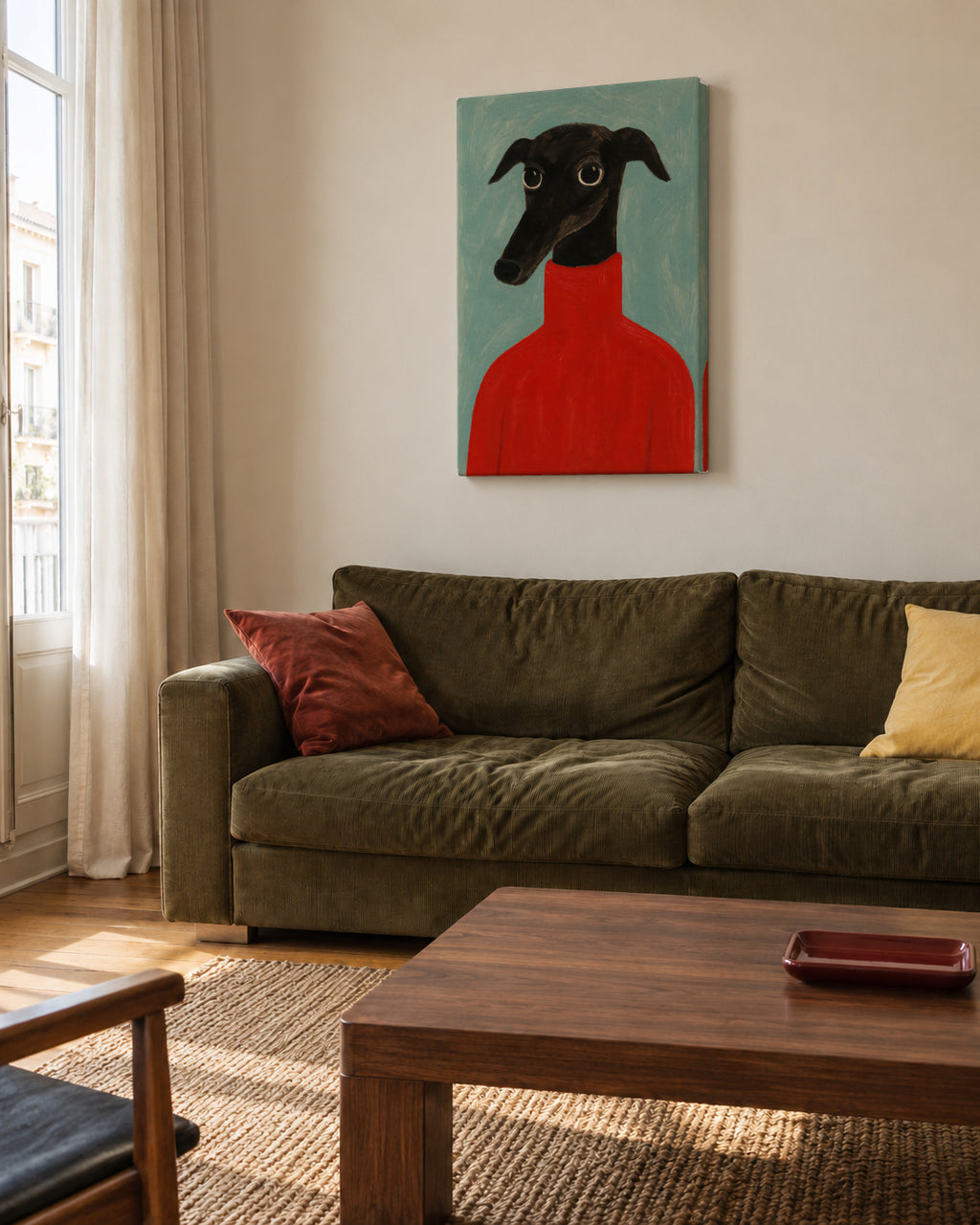 Crimson Portrait - Unframed canvas in an interior