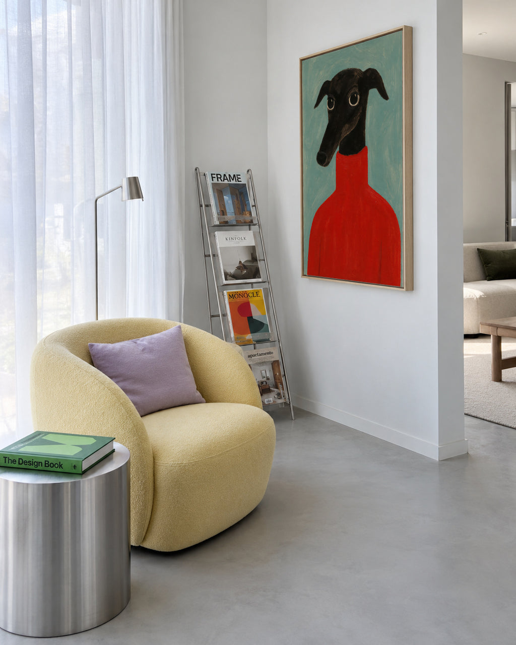 Crimson Portrait - Framed canvas in an interior