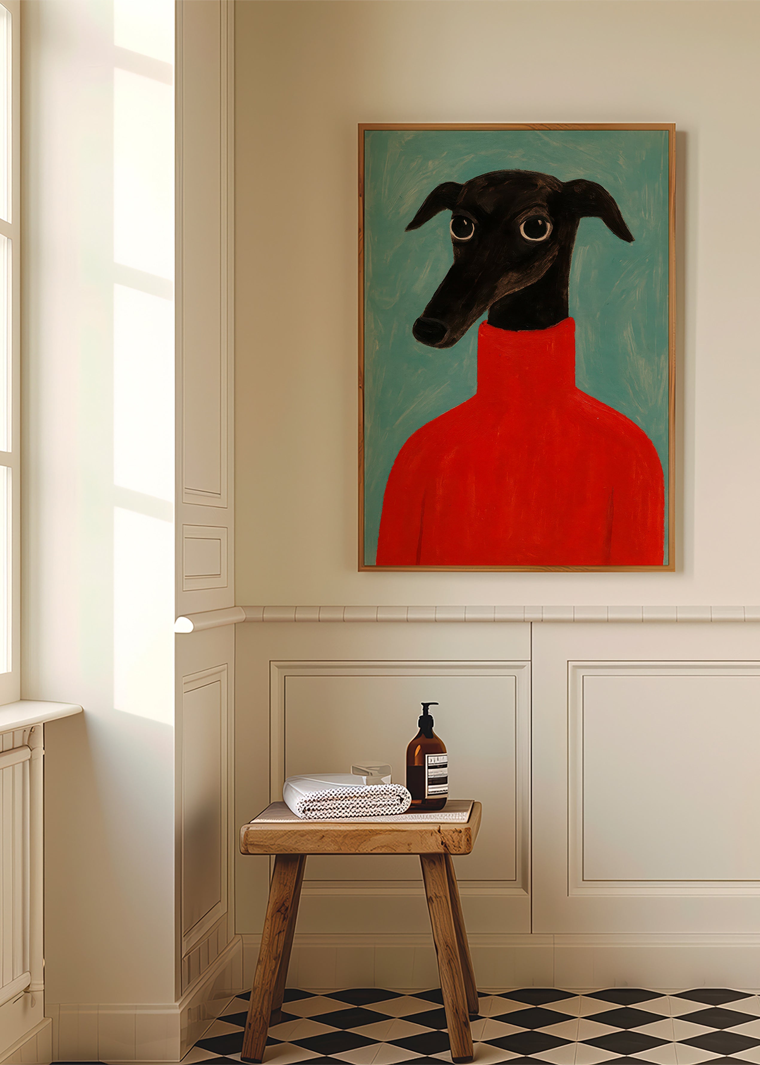 Cuadro retrato de galgo con jersey rojo – Product3