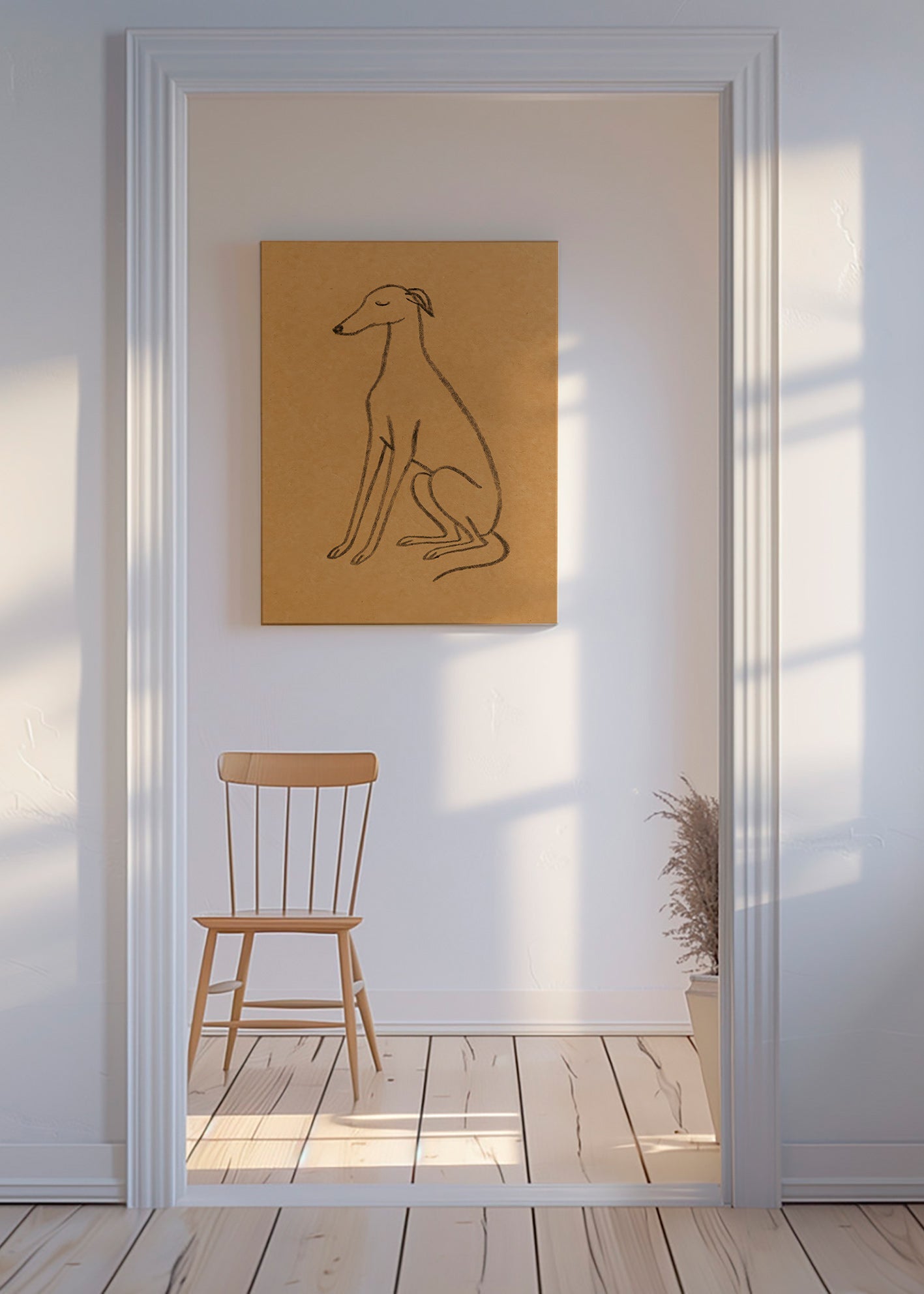 Cuadro silueta de galgo en línea minimal – Canvas