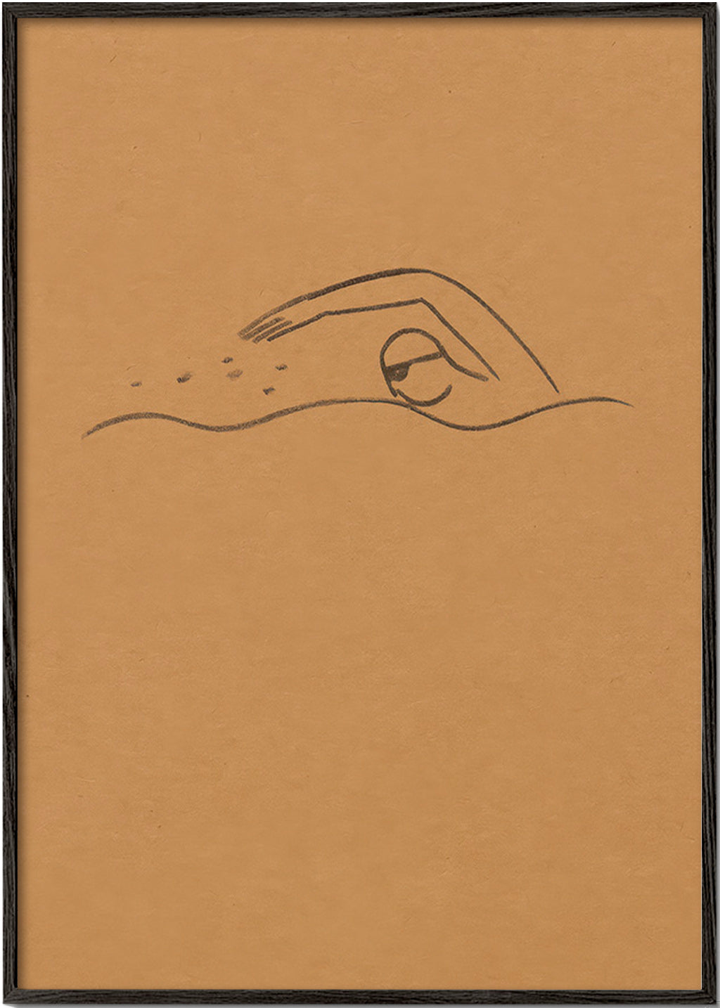Cuadro minimalista nadador en papel kraft – Black Frame