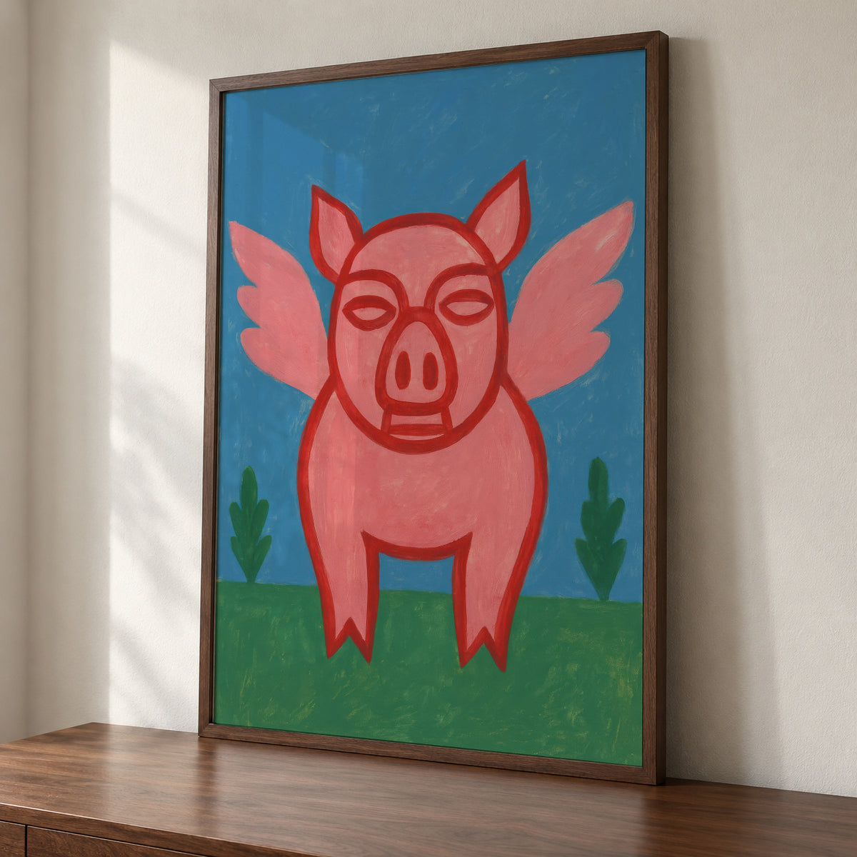 Flying Piglet - Framed poster detail