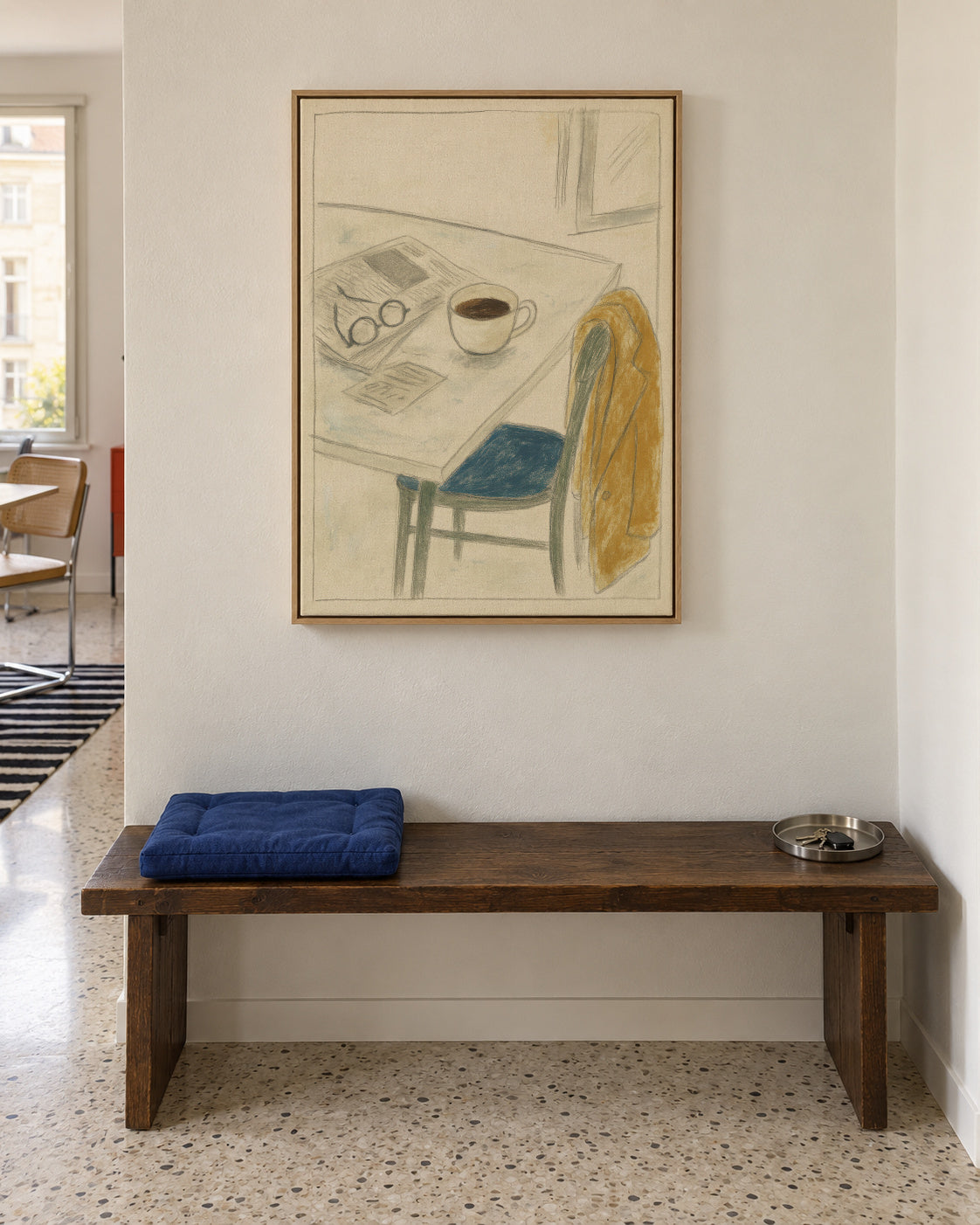 Morning Coffee Notes - Framed canvas in an interior