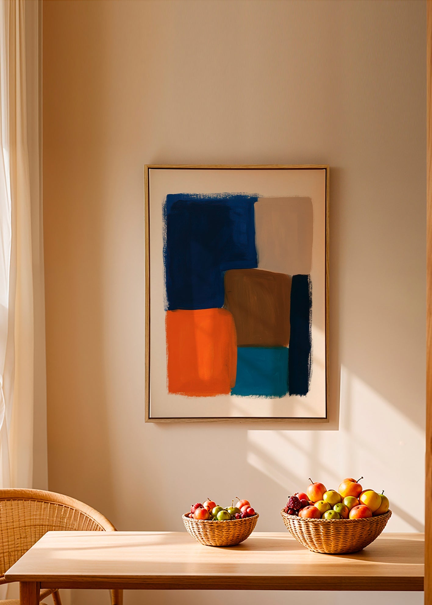 Cuadro abstracto de bloques marinos y cálidos – Canvas1