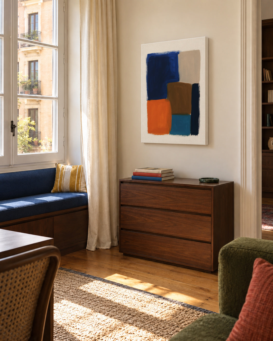 Deep Sea Layers - Unframed canvas in an interior