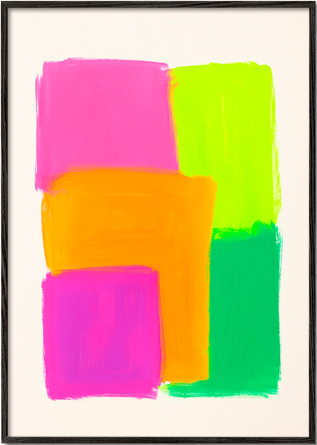 Cuadro abstracto de bloques coloridos – Black Frame