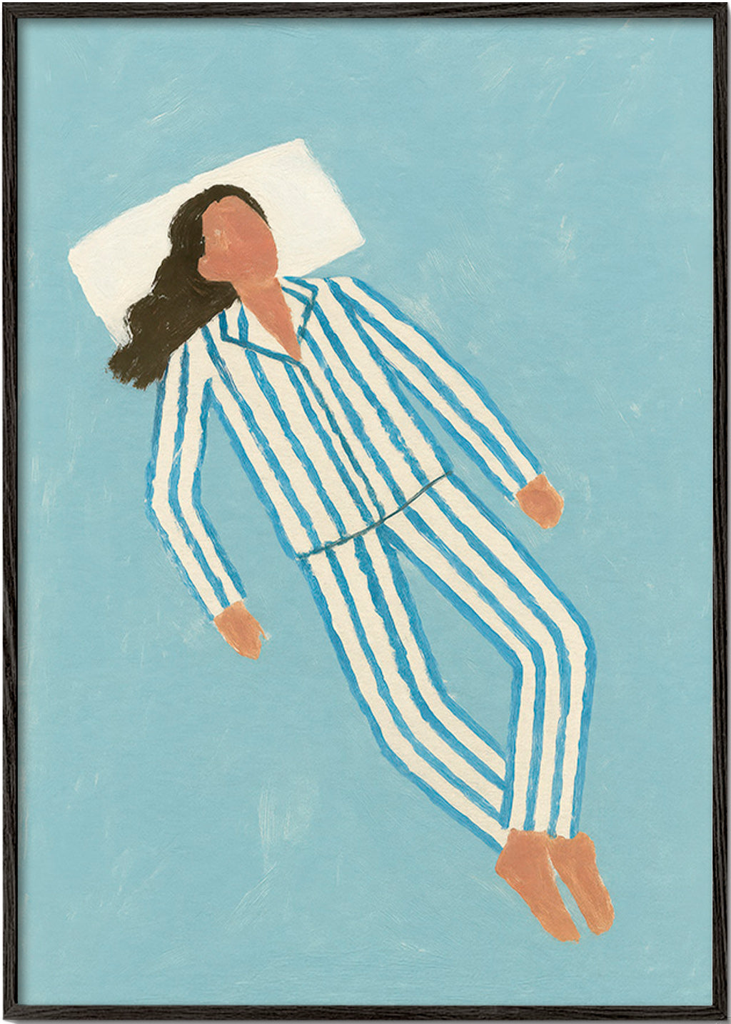 Ilustración mujer en pijama a rayas – Black Frame