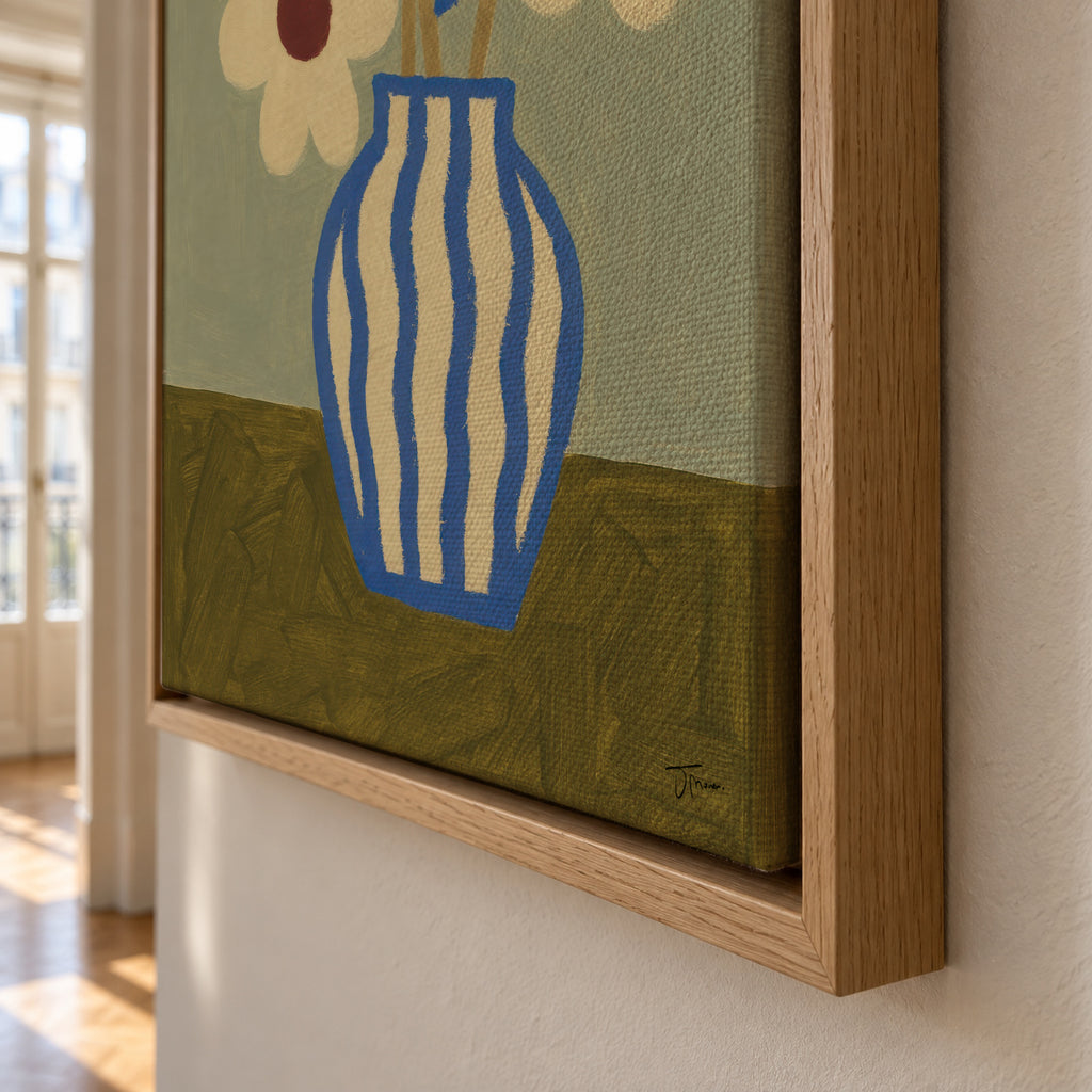 Blue Waves Vase - Framed canvas detail