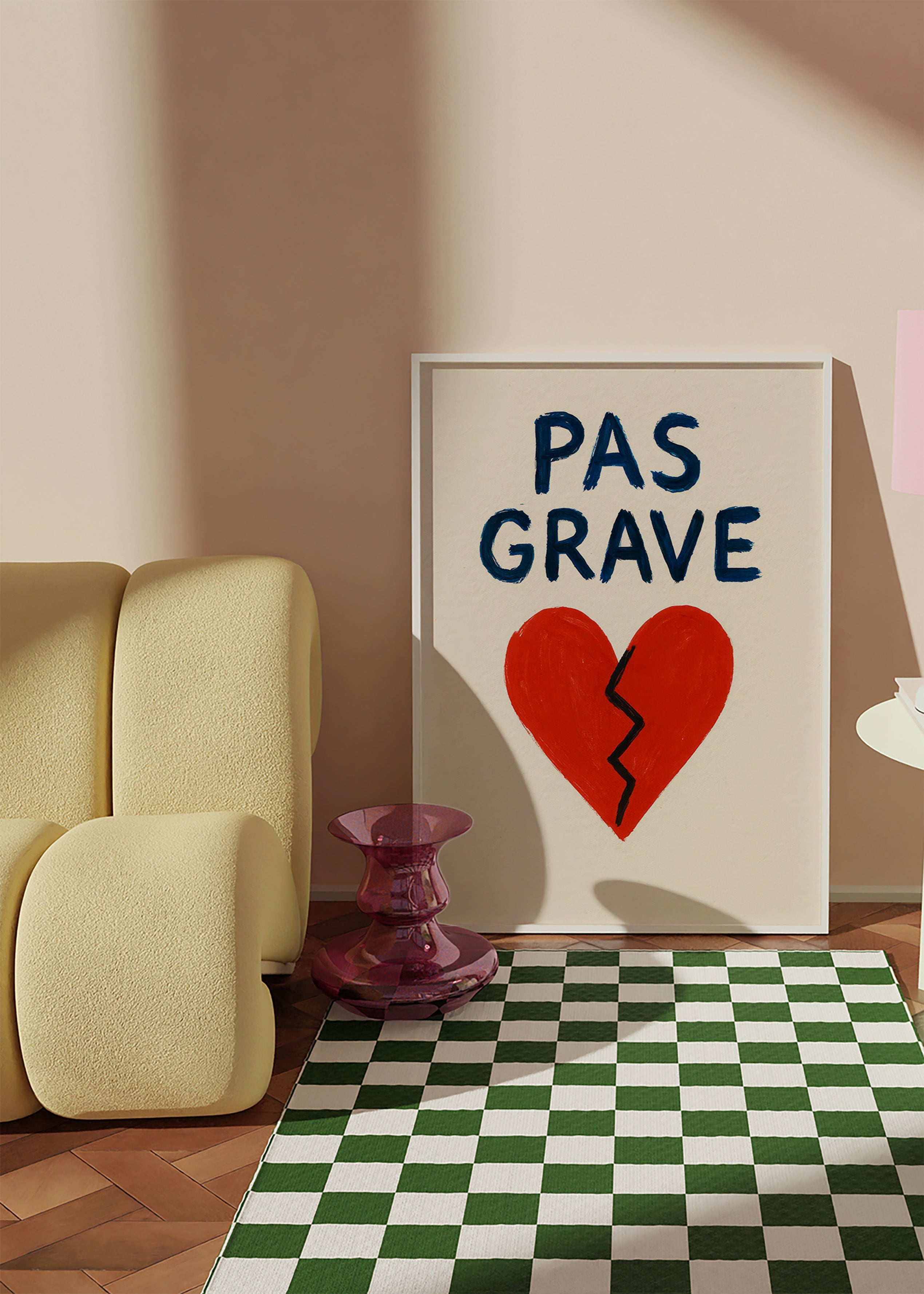 Ilustración corazón roto con texto Pas Grave – Product3
