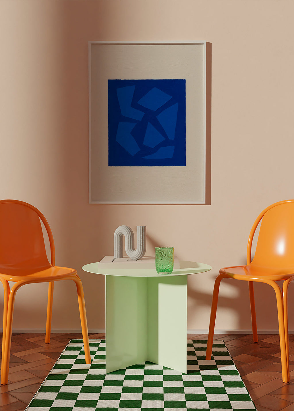 Cuadro abstracto azul con formas fragmentadas – Product1