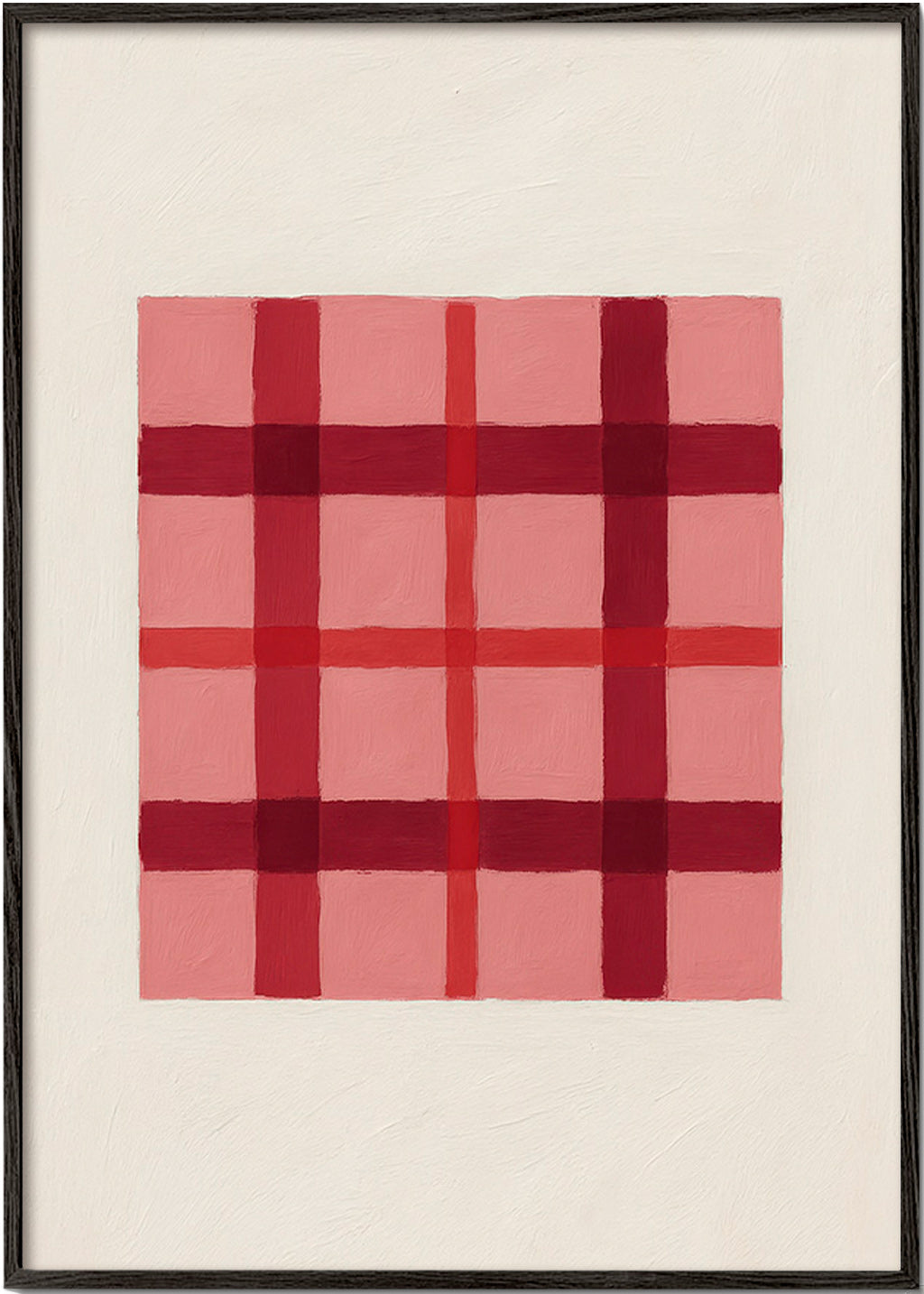 Cuadro geométrico tartán rosa pintado – Black Frame