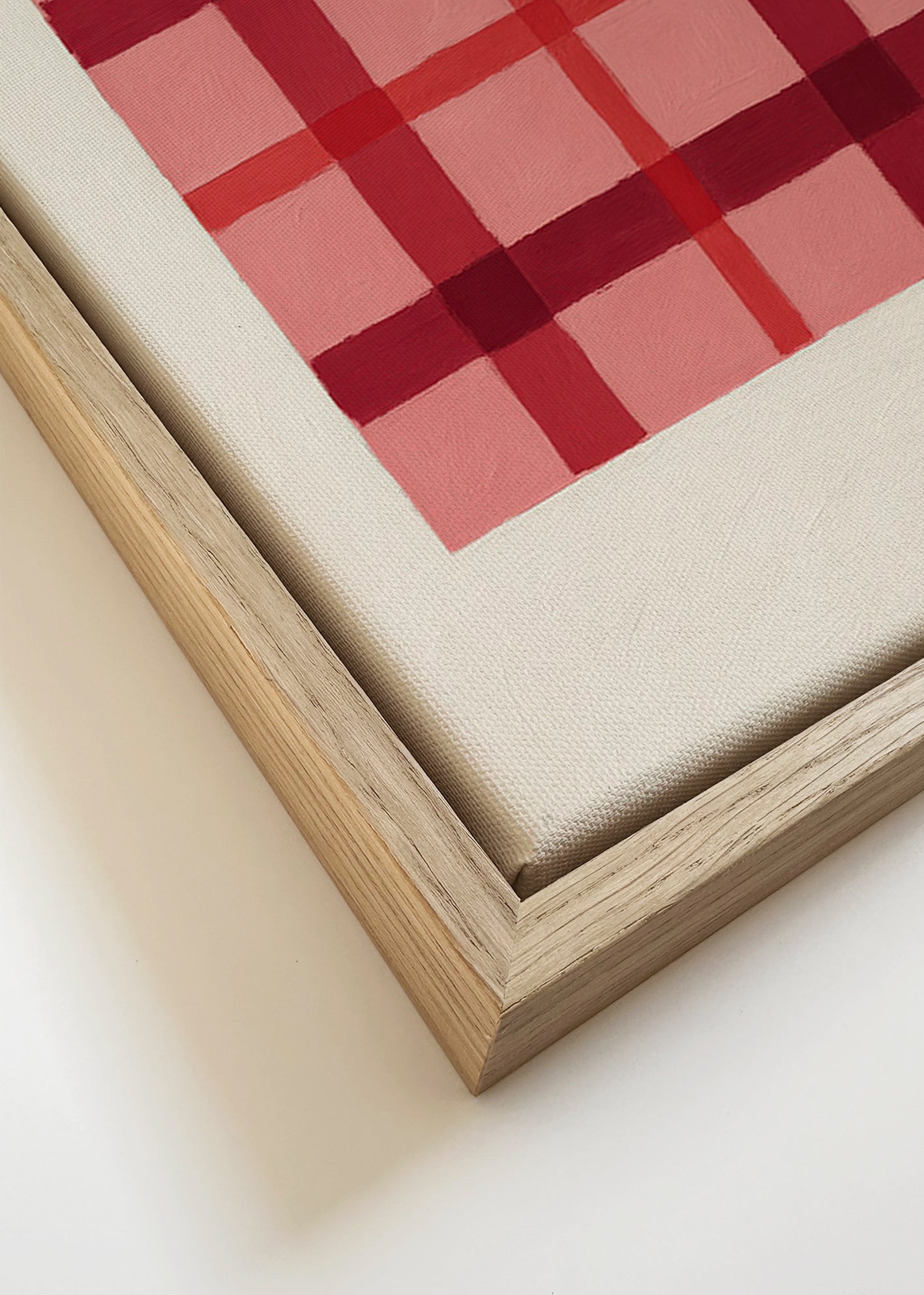 Cuadro geométrico tartán rosa pintado – Canvas detail