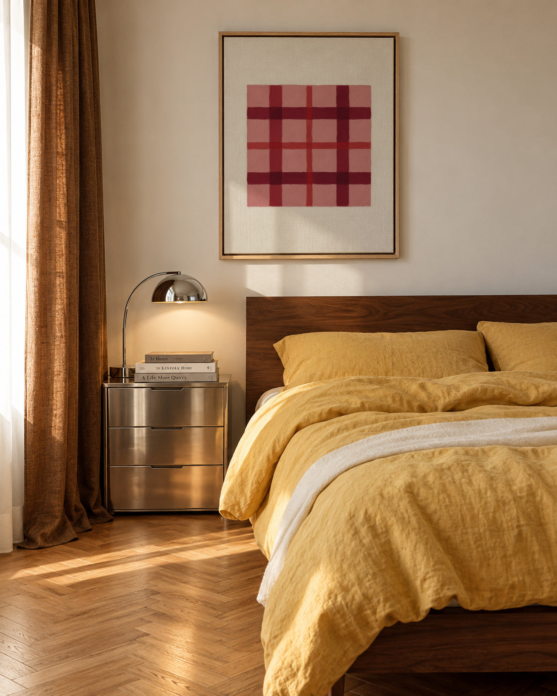 Rose Tartan - Framed canvas in an interior